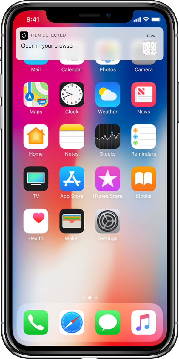 iPhone showing NFC notification