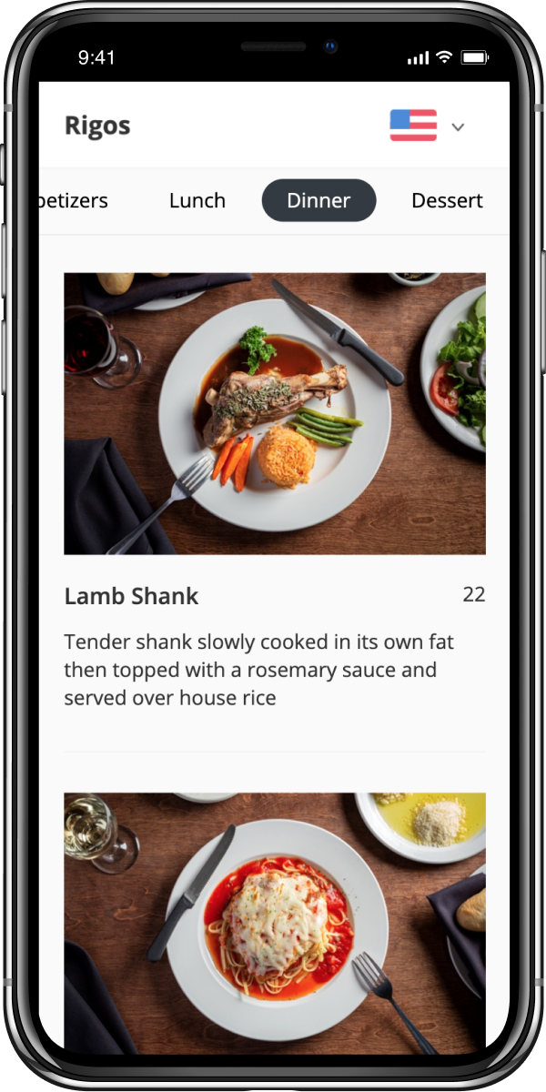 One2 Contactless Menu on iPhone