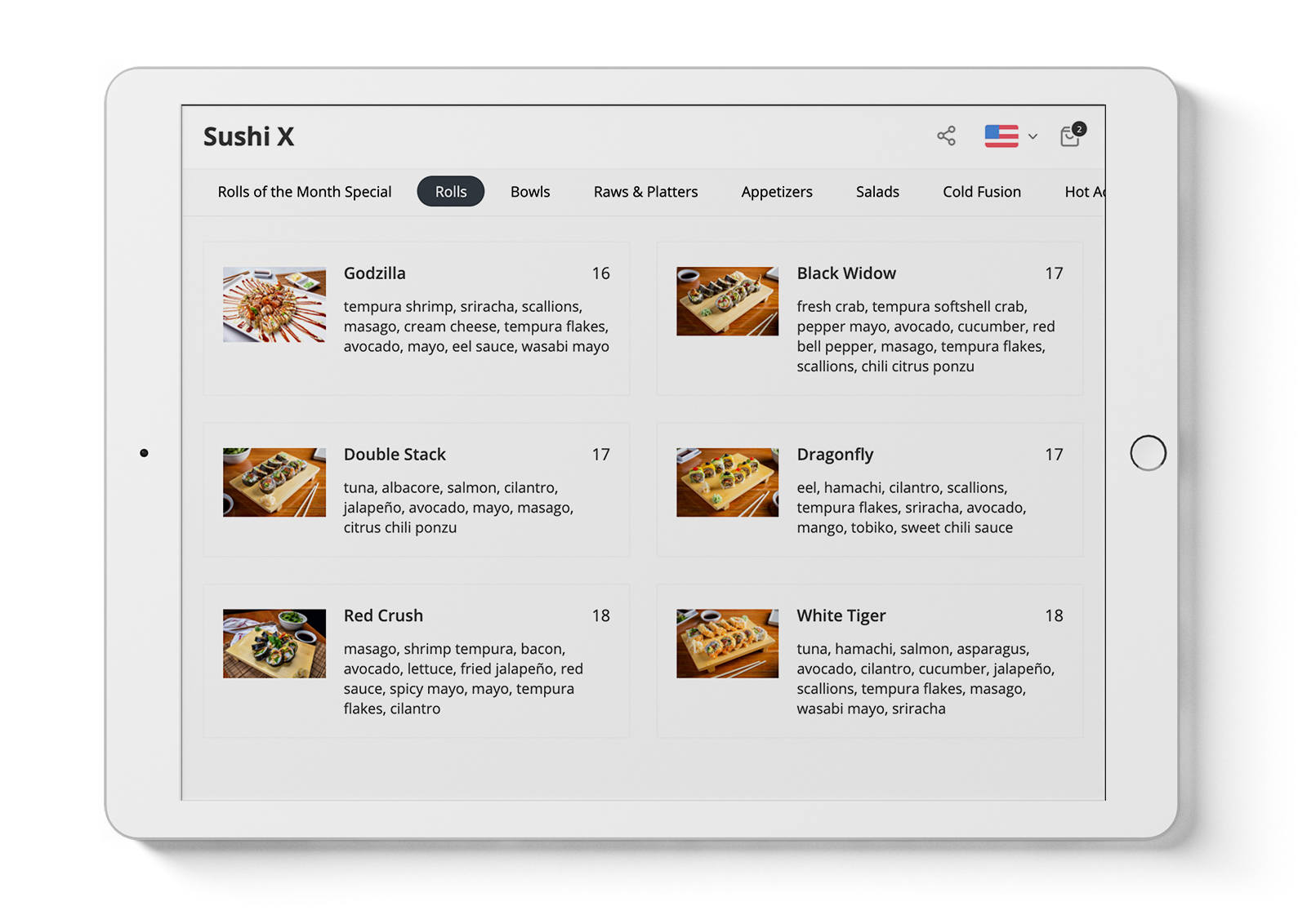 One2 ghost kitchen online ordering via iPad